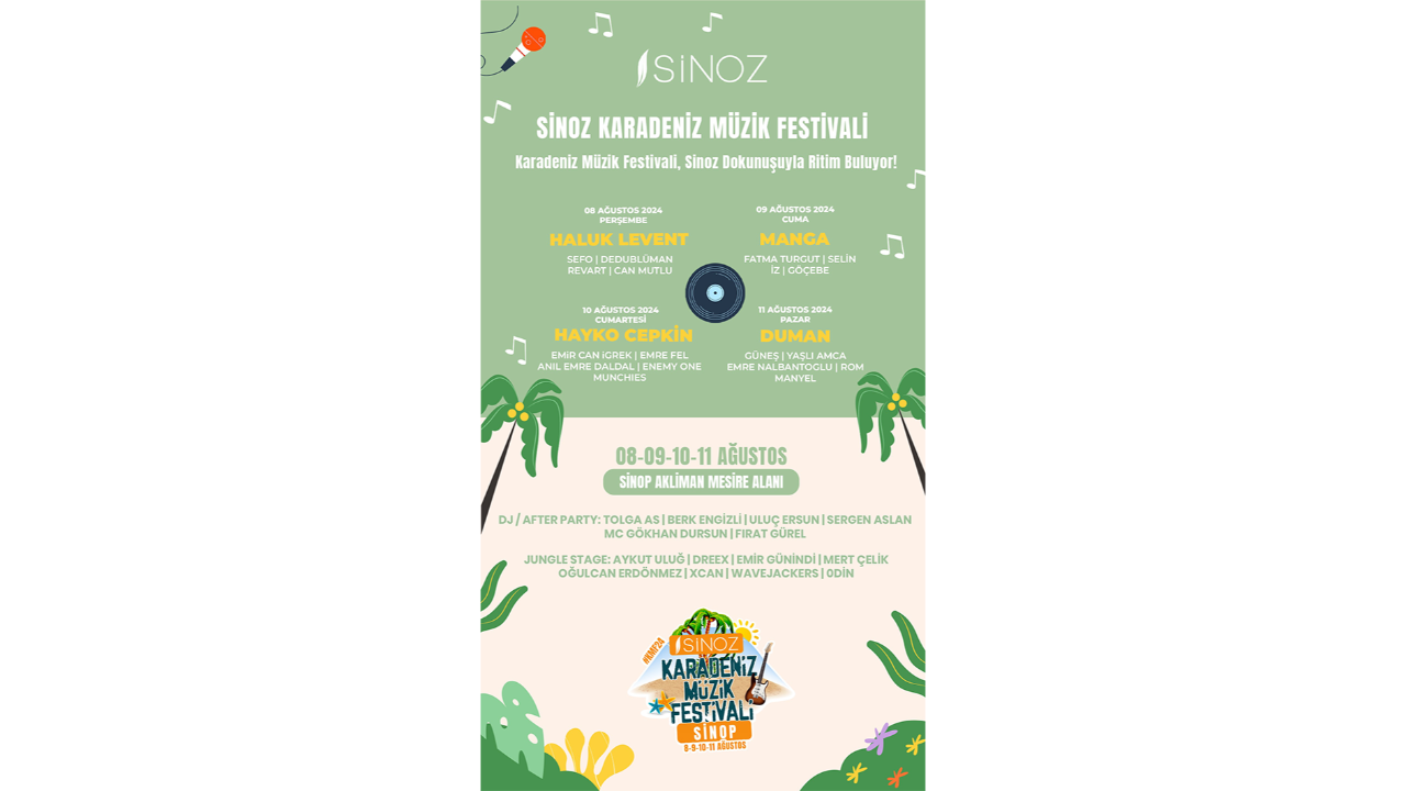 Sinoz Karadeniz Müzik Festivali ünlü sanatçıları konuk edecek