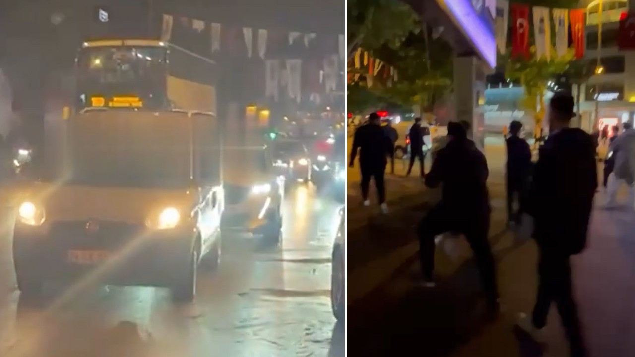 Kadıköy'de Galatasaray bayrağı taşıyan araca taşlı saldırı