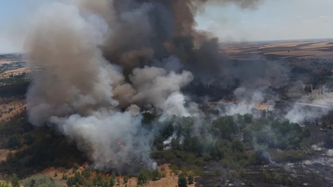 Kırklareli'de büyük yangın! Avrupa Otoyolu trafiğe kapatıldı