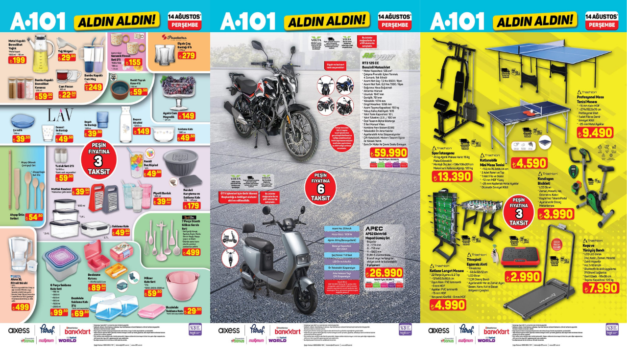 A101'e Koşu ve Yürüyüş Bandı geliyor! A101 market 14 Ağustos 2025 Perşembe aktüel ürünler kataloğu! A101'e Koşu ve Yürüyüş Bandı geliyor! A101 market 14 Ağustos 2025 Perşembe aktüel ürünler kataloğu!