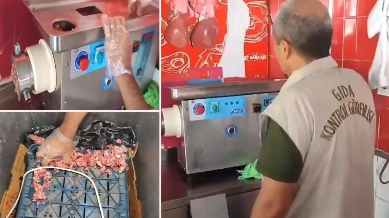 Kıyma makinesinde gizli düzenek bulundu! Bozuk etleri çeken kasap mühürlendi
