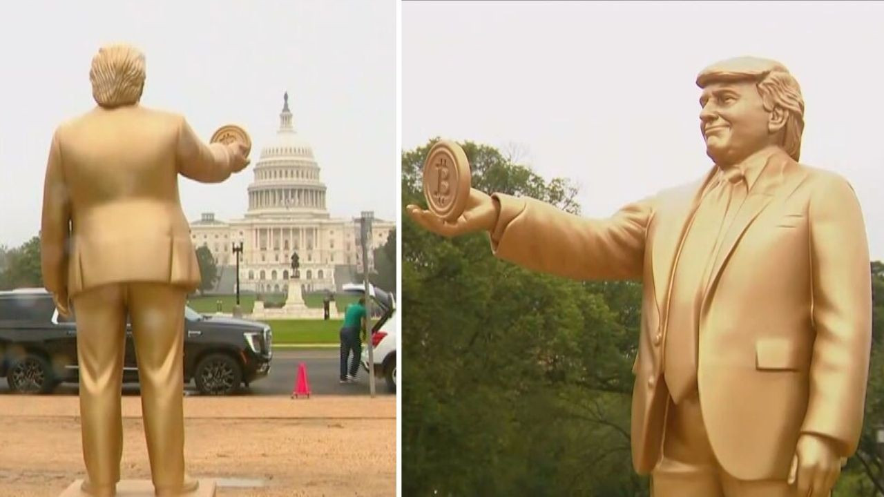 Fed’in faiz kararı açıklanırken Trump'ın dev Bitcoin heykeli dikildi!