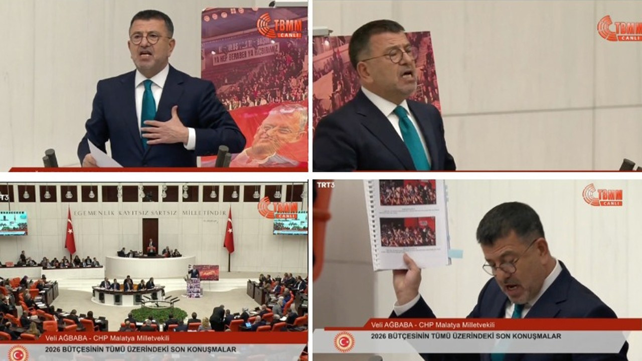 Meclis TV, Ağbaba'nın pankartını göstermemek için 4 kez kadraj değiştirdi