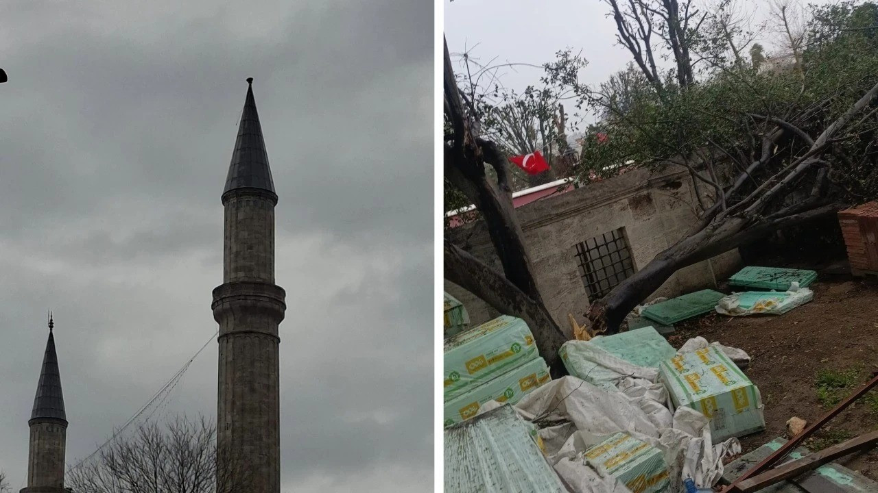Kuvvetli rüzgar nedeniyle Ayasofya Camii’nde hasar meydana geldi