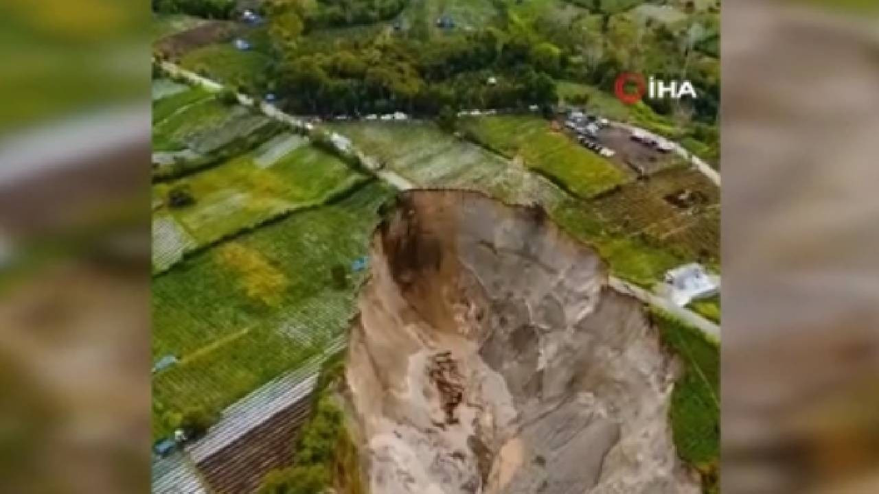 Devasa obruk 3 hektarlık tarım arazisini yuttu: 'Daha da büyüyebilir' uyarısı (Video)