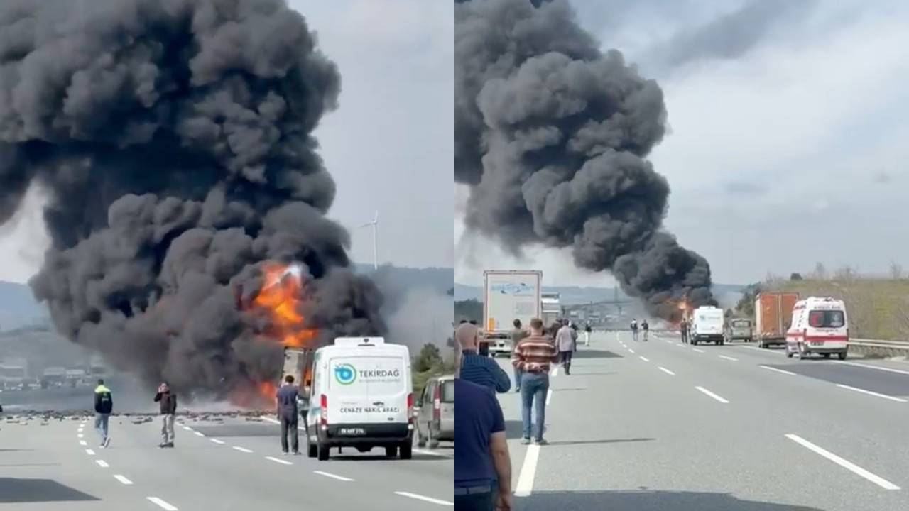 Kuzey Marmara Otoyolu'nda yangın: Edirne istikameti trafiğe kapatıldı