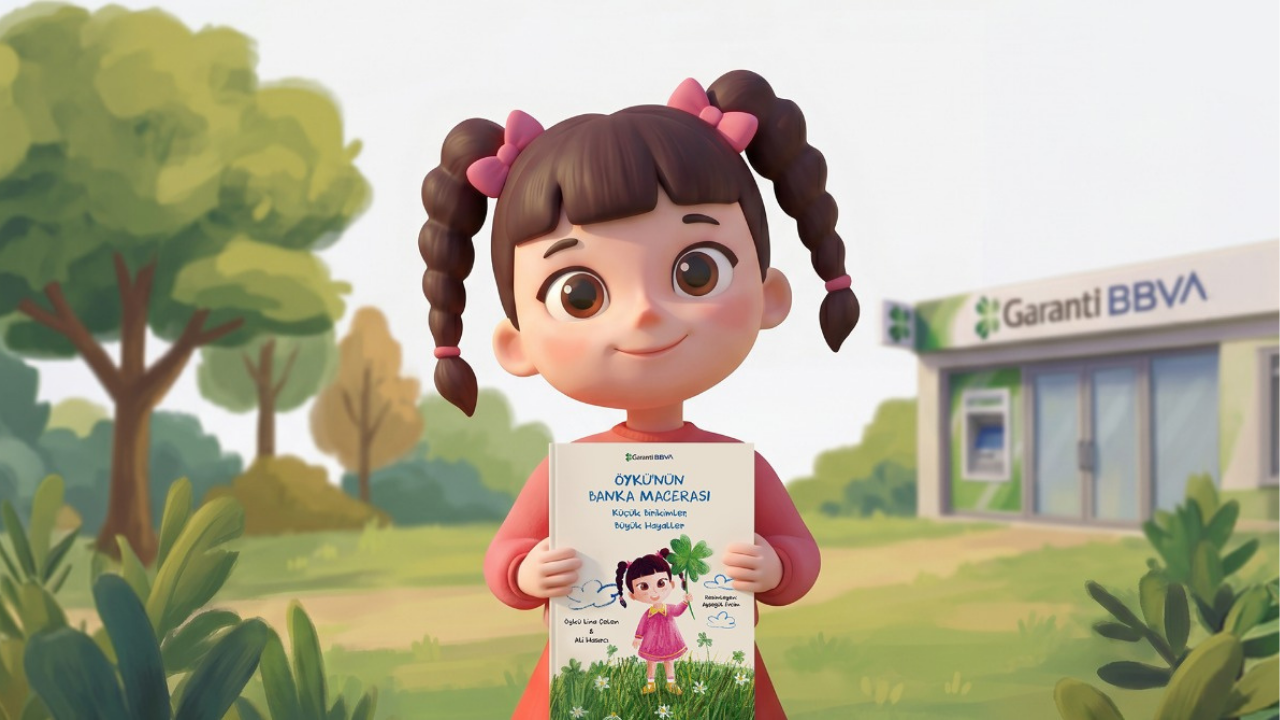 Garanti BBVA, şube ziyaretinde bulunan bir ilkokul öğrencisinin yazdığı kitabı çocuklara hediye ediyor