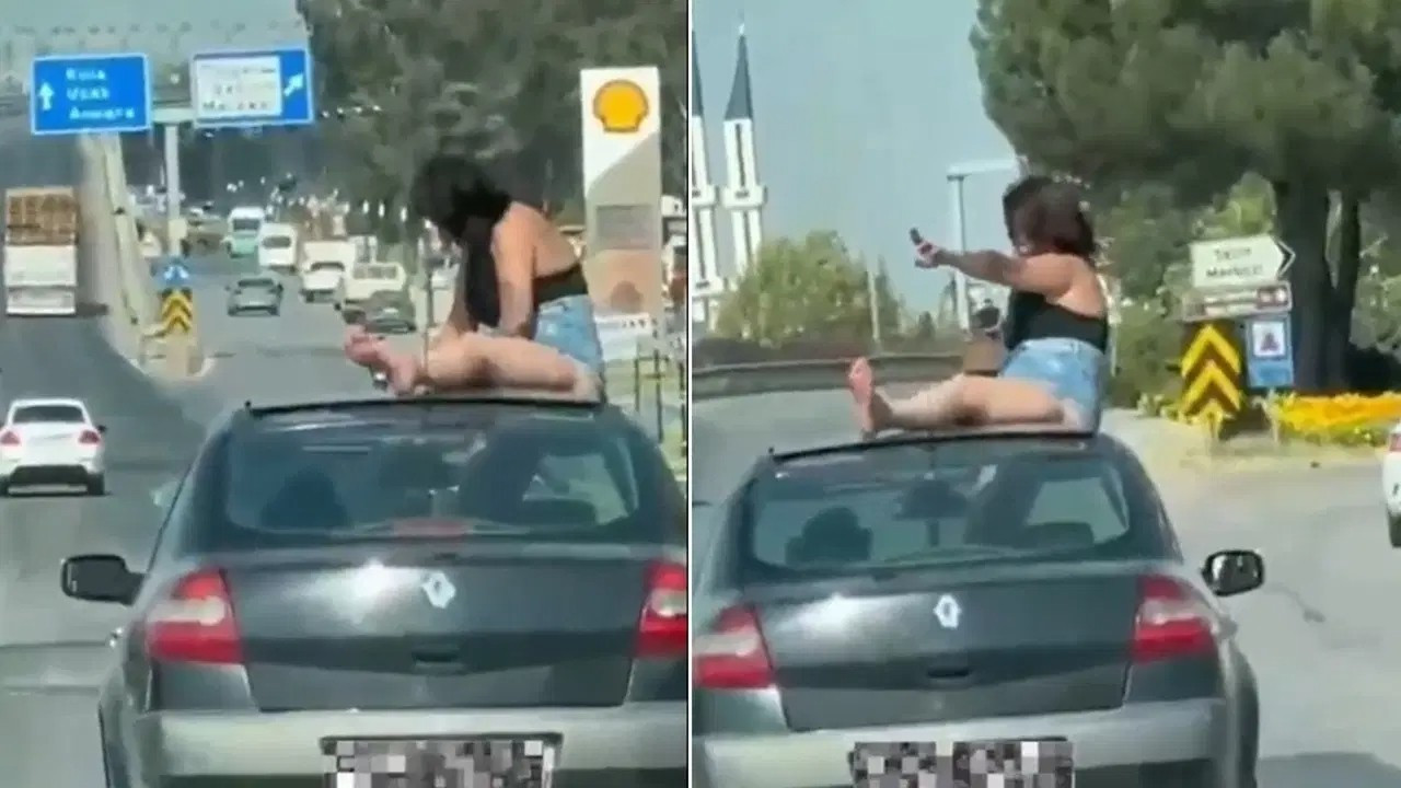 Woman Sits on Hood of Moving Car on D300 Highway; Two Detained After Investigation in Türkiye