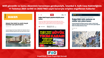 İstanbul Boğazı'ndaki yapıların kaçak bölümlerinin yıkımları hakkındaki haberlere "milli güvenlik" gerekçesiyle erişim engeli