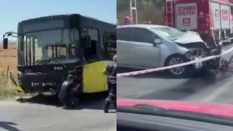 Arnavutköy'de İETT otobüsü ve otomobil çarpıştı: Sürücü hayatını kaybetti