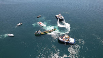 İstanbul Ambarlı açıklarında tanker yangını!