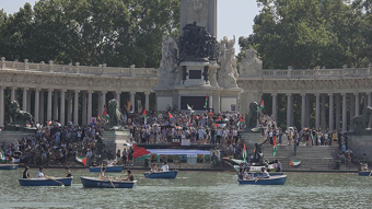 Madrid'deki Retiro parkında Filistin'e destek gösterisi düzenlendi