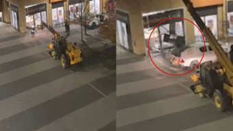 İş makinesi ile ATM çaldılar (VİDEO)