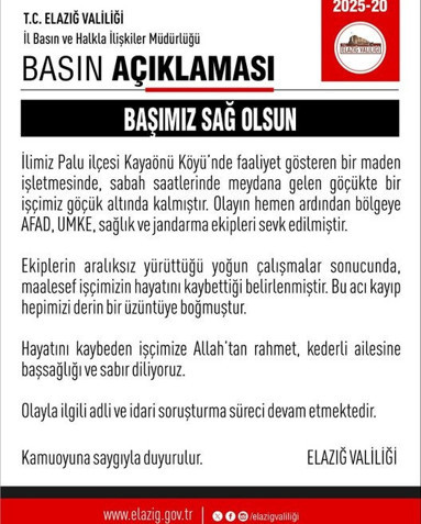 Son dakika... Elazığ’da göçük altında kalan işçi hayatını kaybetti - Resim : 1