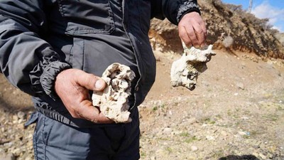 Niğde'de "dinozor fosili" sanılan kalıntılar traverten çıktı