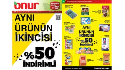 Onur’da aynı ürünün ikincisinde yüzde 50 indirim fırsatı! (ONUR 1-14 MAYIS AKTÜEL ÜRÜNLER KATALOĞU)