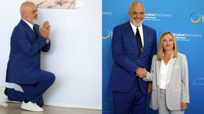 Arnavutluk Başbakanı Rama, İtalya Başbakanı Meloni&rsquo;nin &ouml;n&uuml;nde yine diz &ccedil;&ouml;kt&uuml;!