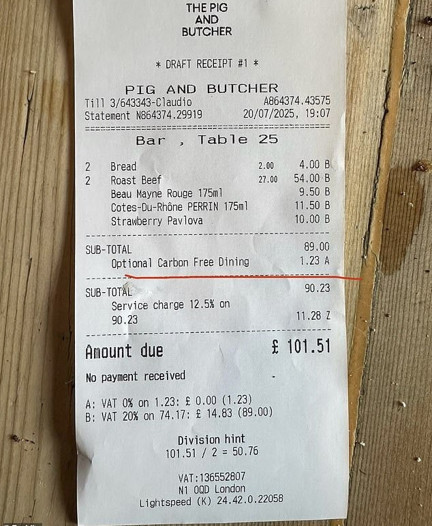 Restoran hesaba 'karbon' ücretini eklemeye başladı! Müşterilerin tepkisi büyüyor - Resim : 1