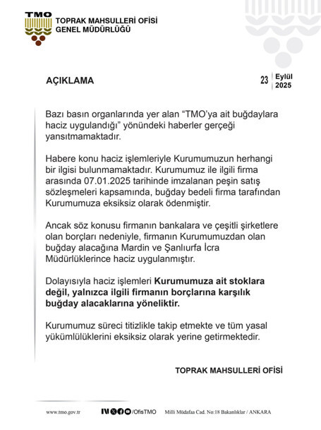 TMO'ya ait buğdaylara haciz uygulandığı iddiası yalanlandı - Resim : 1