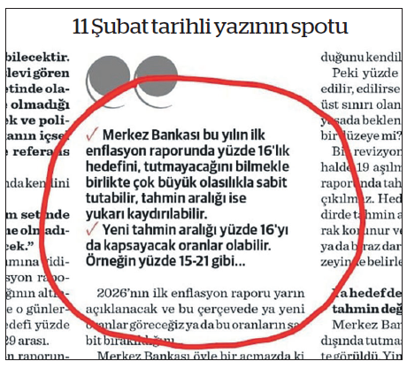 Enflasyon hedefi yüzde 16, tahmin aralığı yüzde 15-21 - Resim : 1