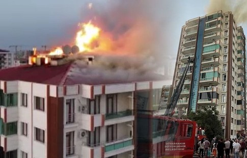Diyarbakır'da 13 katlı binada yangın: Ölüler var