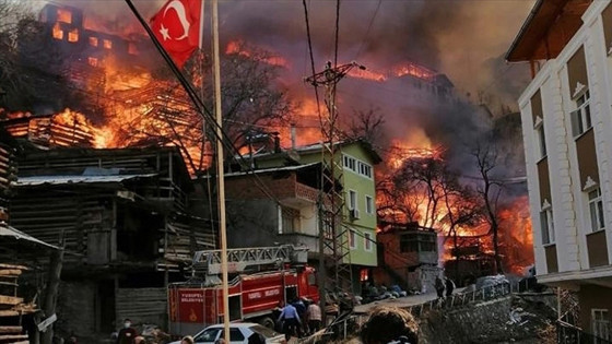 Artvin'deki yangın kontrol altında: 60'a yakın ev yandı