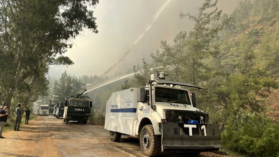 Marmaris'teki orman yangınında bazı evler tahliye edildi