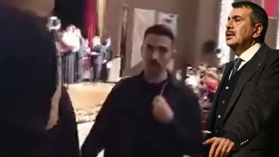 Bakan Tekin'e öğretmenlerden protesto! Korumlalar müdahale etti