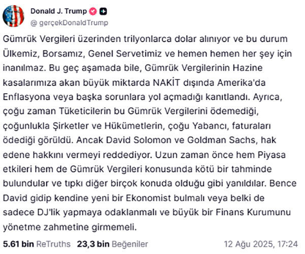 Trump'ın hedefinde bu kez Goldman Sachs CEO'su var - Resim : 1