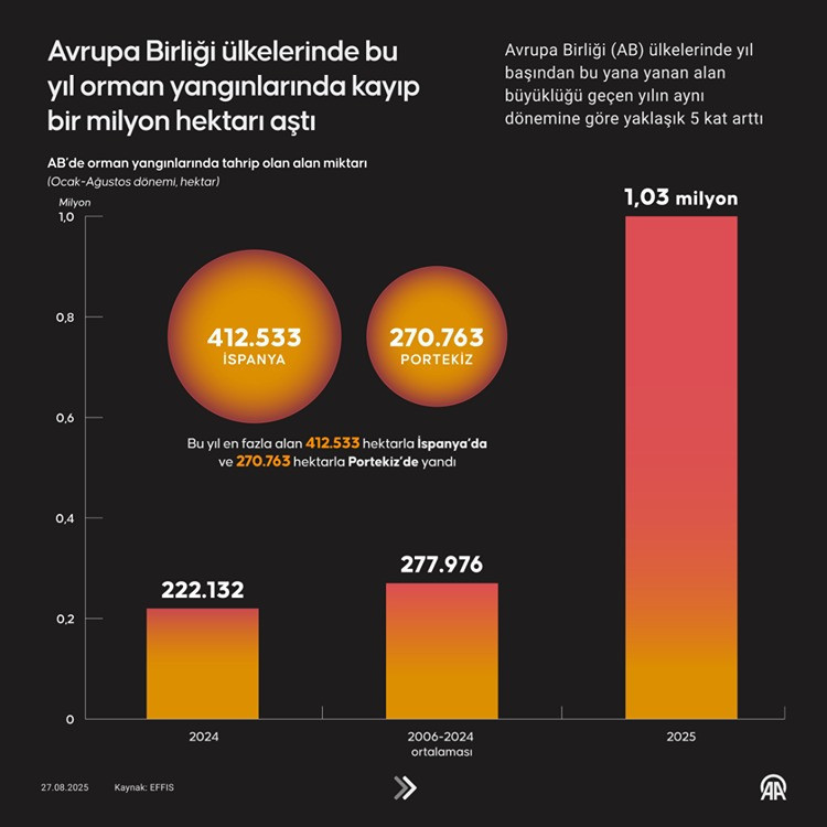 AB ormanları alevler altında: Kayıp 1 milyon hektarı geçti - Resim : 1