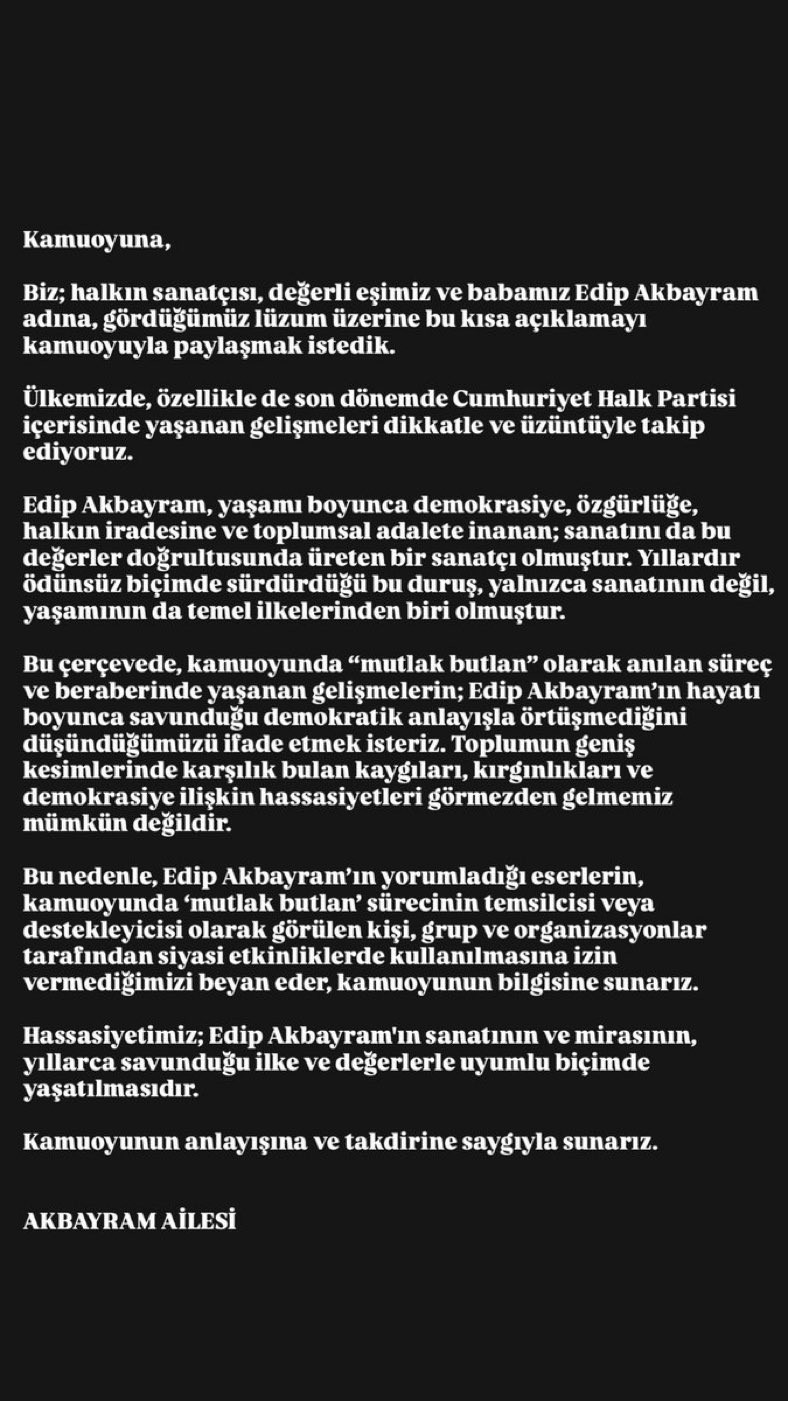 Edip Akbayram'ın ailesi Kılı&ccedil;daroğlu&rsquo;nun şarkılarını kullanmasını yasakladı - Resim : 1