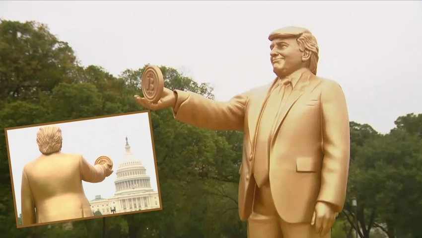 Fed’in faiz kararı açıklanırken Trump'ın dev Bitcoin heykeli dikildi! - Resim : 1