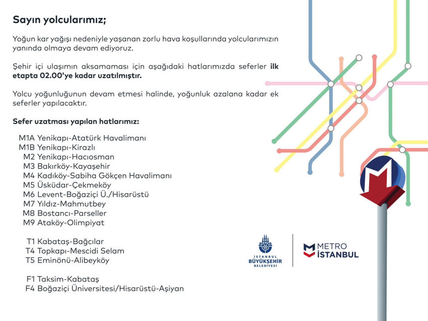 İstanbul'da metro ve tramvay seferleri uzatıldı - Resim : 1
