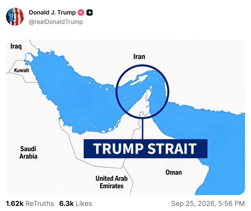 Trump'tan harita paylaşımı: H&uuml;rm&uuml;z Boğazı'na yeni isim verdi - Resim : 1