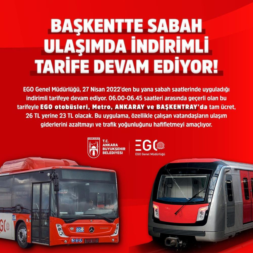 Ankara'da sabah ulaşımında indirimli tarife devam ediyor - Resim : 1