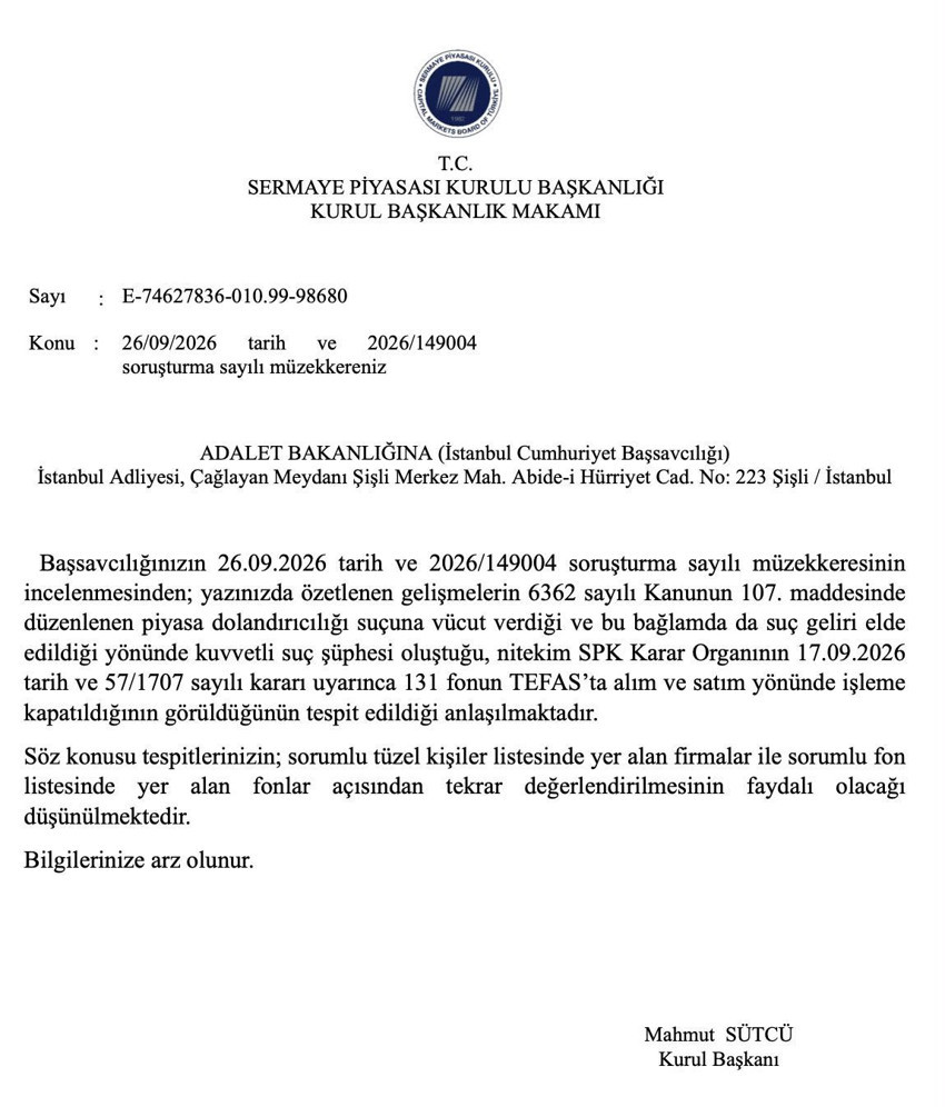Fon soruşturmasında şirketler üzerindeki adli tedbirin kaldırılmasını SPK istemiş - Resim : 1