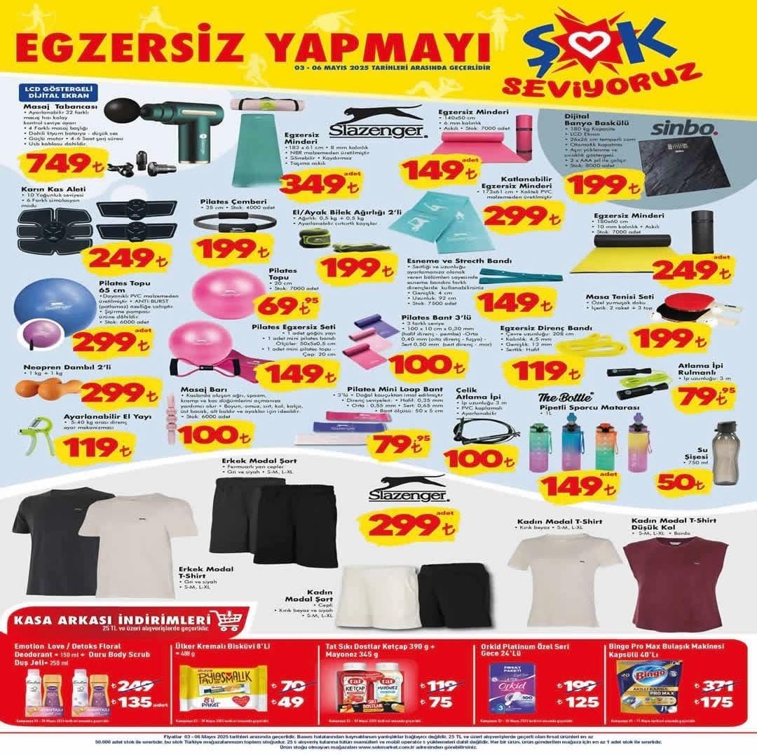 ŞOK markete Spor Malzemeleri geliyor! ŞOK 3 Mayıs 2025 Cumartesi aktüel ürünler kataloğu yayımlandı! - Sayfa 1
