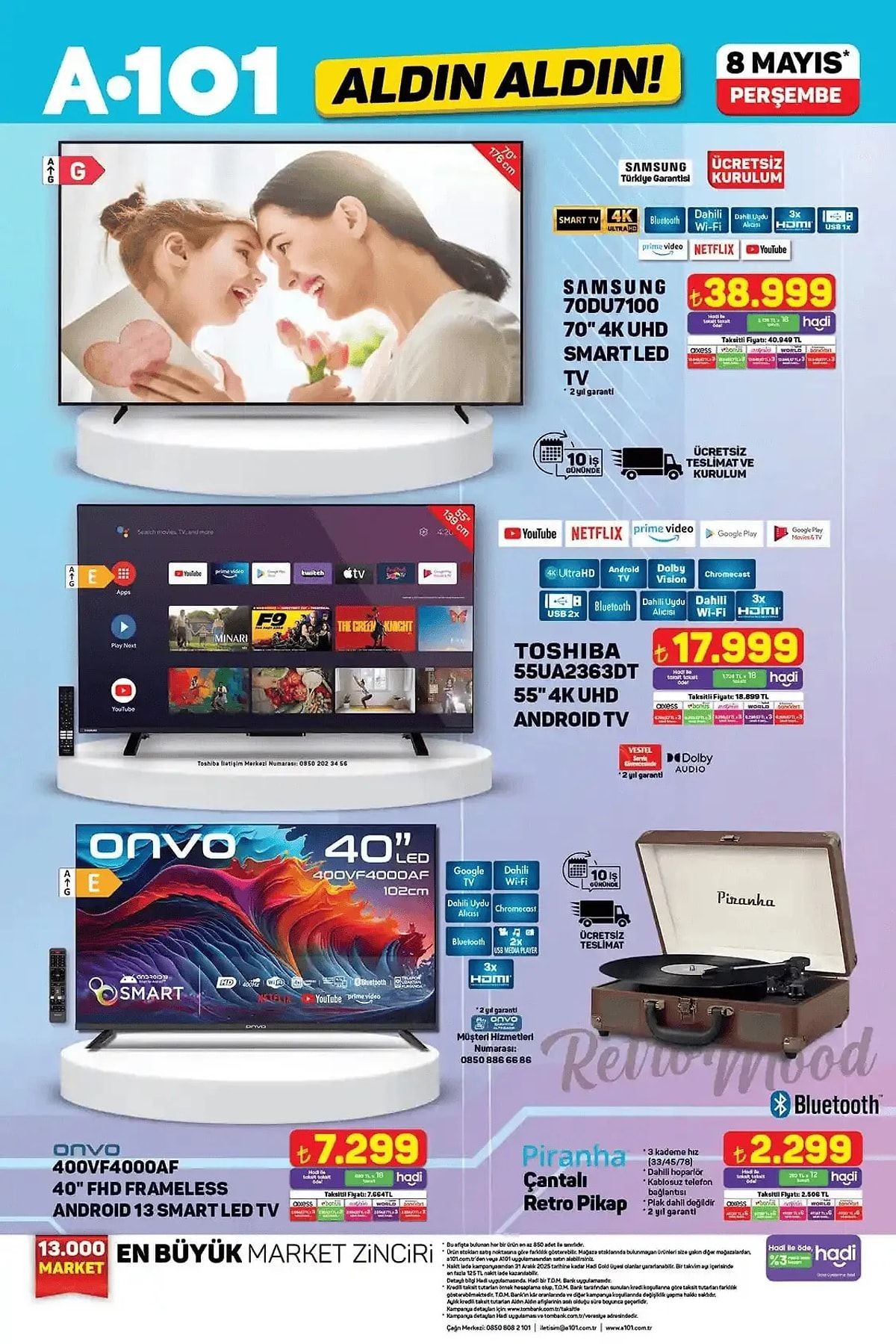 A101'e bugün Android ve Led TV geliyor! (A101 8 MAYIS 2025 PERŞEMBE AKTÜEL ÜRÜNLER KATALOĞU) - Sayfa 1