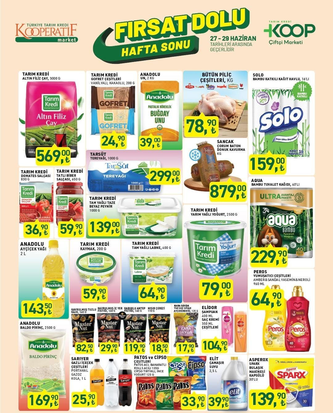 Türkiye Tarım Kredi KOOP Çiftçi Marketi 27-29 Haziran 2025 indirim kataloğu yayımlandı!