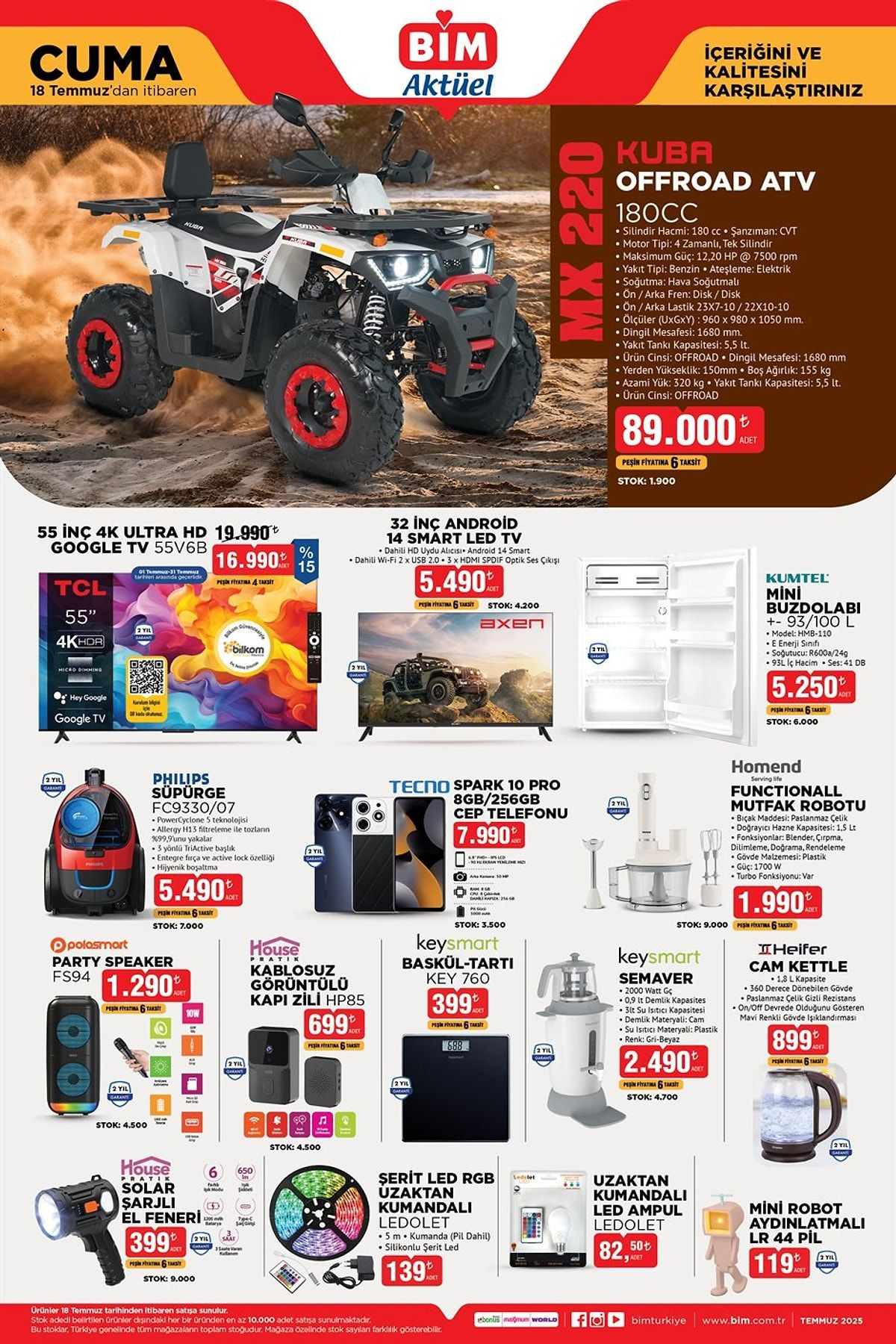 BİM'e 18 Temmuz Cuma günü Offroad ATV geliyor! (BİM 18 TEMMUZ 2025 CUMA AKTÜEL ÜRÜNLER KATALOĞU) - Sayfa 1