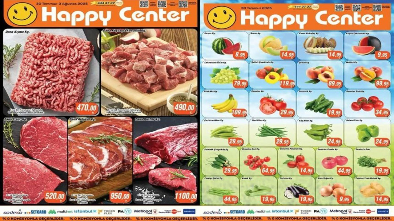 Happy Center'da bugün kırmızı et ürünlerinde ve meyve-sebzelerde kaçırılmayacak indirim fırsatı!