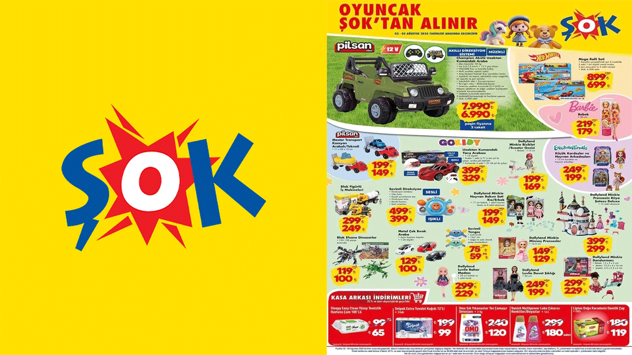ŞOK markete 2 Ağustos Cumartesi günü Oyuncak geliyor! (ŞOK 2-5 AĞUSTOS 2025 AKTÜEL ÜRÜNLER)