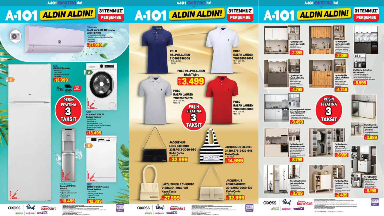 A101 market 31 Temmuz 2025 tarihinden itibaren geçerli Aldın Aldın aktüel indirimlerinde neler var?