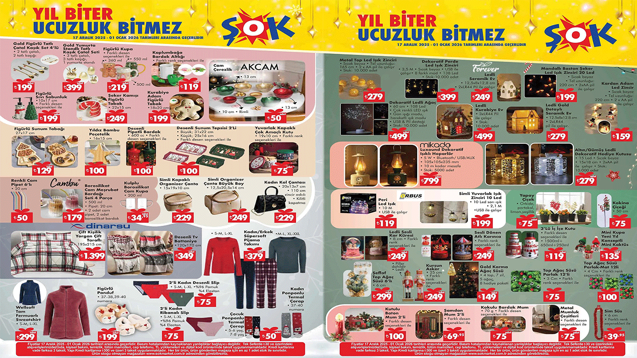 ŞOK 17 Aralık-01 Ocak aktüel ürünler kataloğu yayımlandı! ŞOK’a Dinarsu Çift Kişilik Yorgan geliyor!