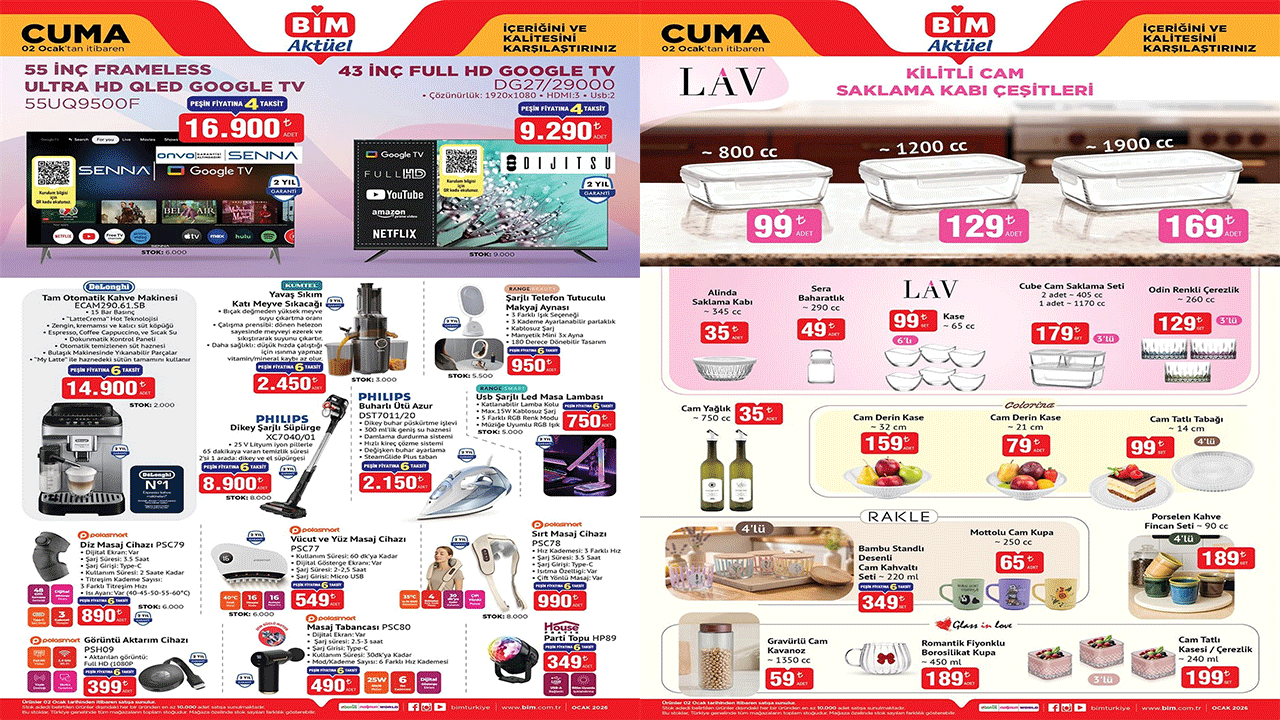 BİM 02 Ocak 2026 Cuma aktüel ürünler kataloğu! BİM’e Tam Otomatik Kahve Makinesi geliyor!