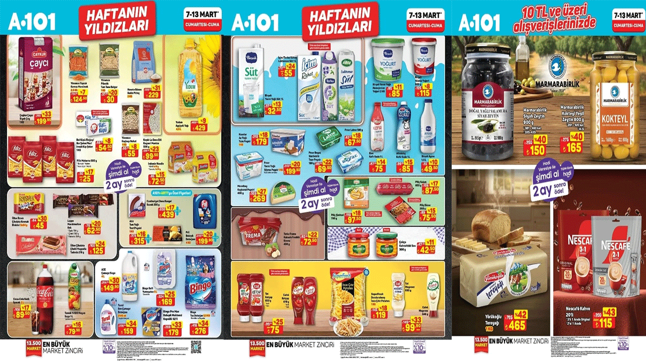 A101'den temel gıda ürünlerinde büyük indirim fırsatı! A101 7-13 Mart Haftanın Yıldızları Kataloğu