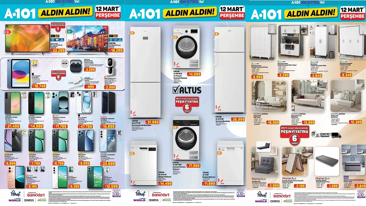 A101 12 Mart Online "Aldın Aldın" Kataloğu! Mobilyadan teknolojiye internete özel dev kampanya!