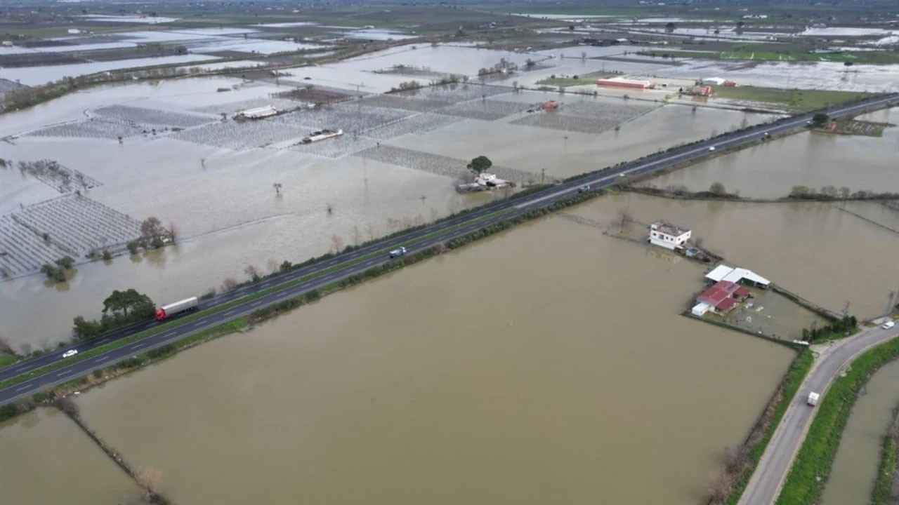 Gediz Nehri taştı, Manisa'da tarım arazileri su altında kaldı