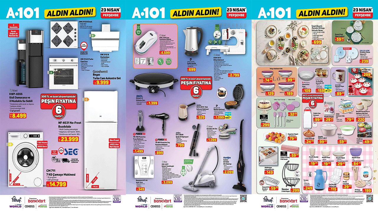 Zarafet ve performans bir arada! A101’e 23 Nisan Perşembe Beyaz Turbo Cam Ankastre Set geliyor!