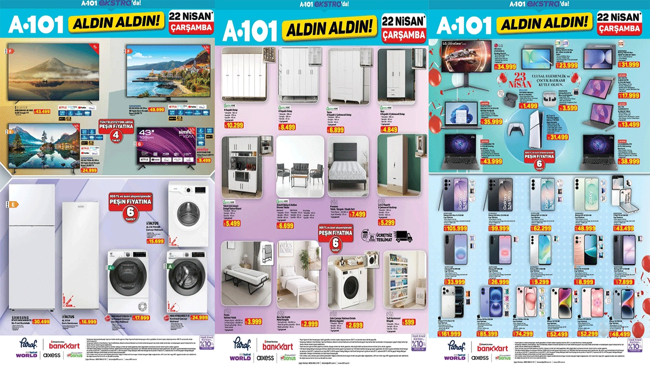 A101 22 Nisan Online Aldın Aldın Kataloğu: Beyaz eşyadan mobilyaya internete özel dev kampanya!